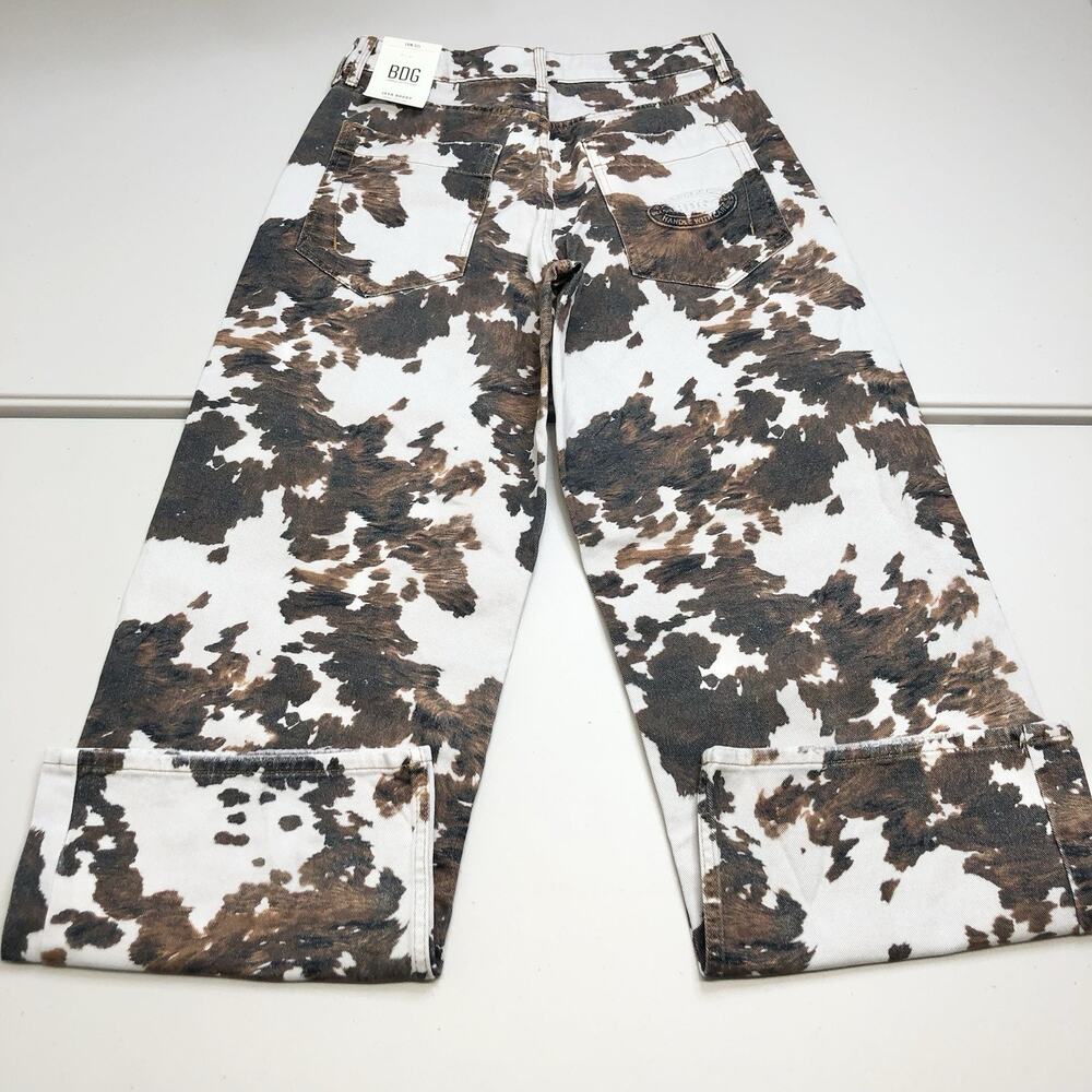 BDG Urban Outfitters Jaya Baggy Cow Print Wide Leg Jeans Low Rise Y2K 26x32 - Picture 12 of 14